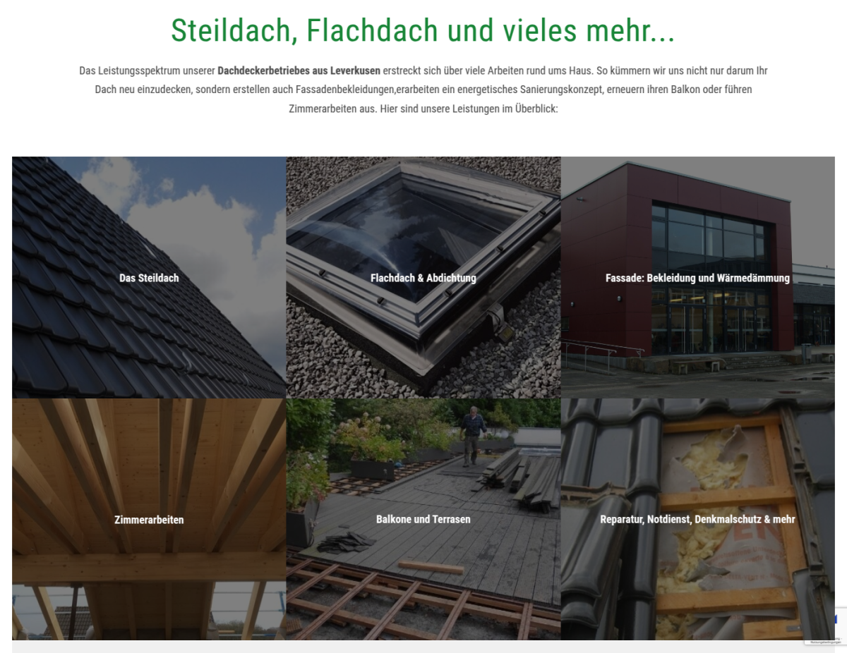 Johann Heinen Dachdeckermeister – Leistungen Leistungsübersicht auf der Website von Johann Heinen Dachdeckermeister.