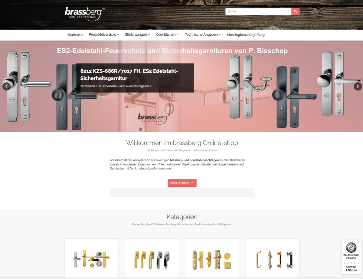 Screenshot der Website von Brassberg.