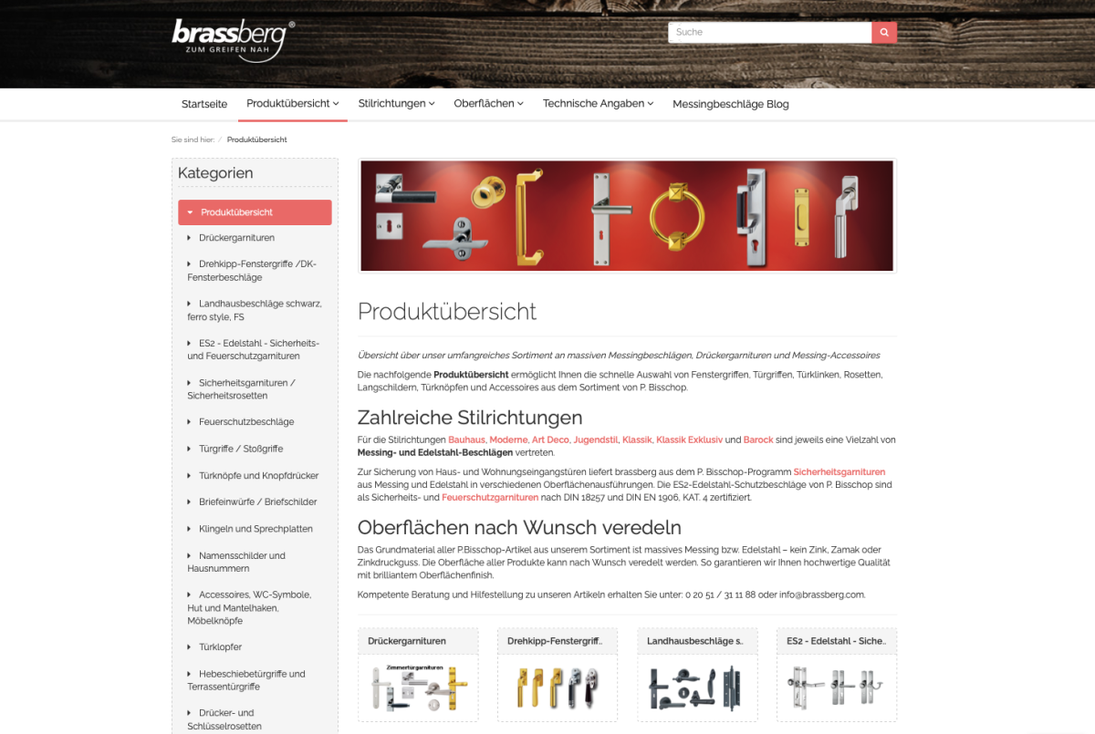 Screenshot der Website von Brassberg.
