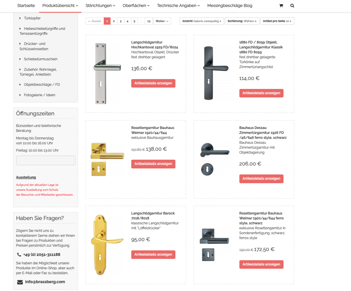 Screenshot der Website von Brassberg.
