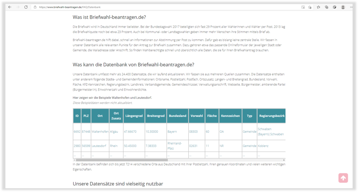 Briefwahl beantragen – FAQ FAQ auf der Website von Briefwahl beantragen.