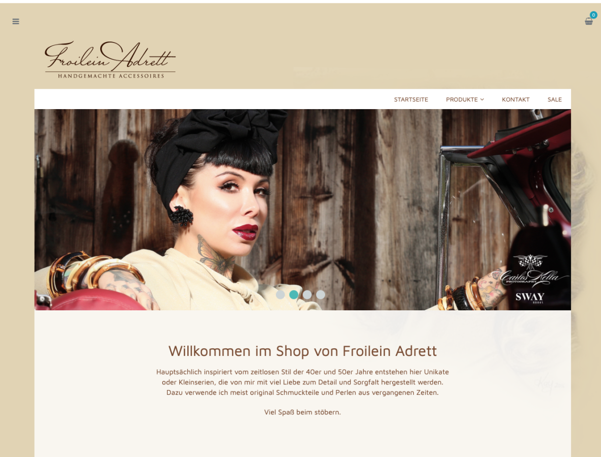 Screenshot der Website von Fröilein Adrett.