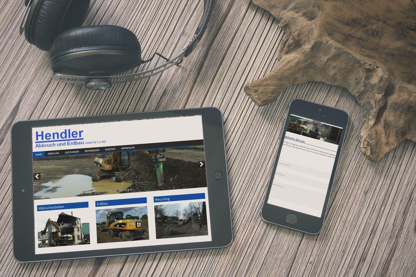 Screenshot der Website von Hendler Abbruch und Erdbau.