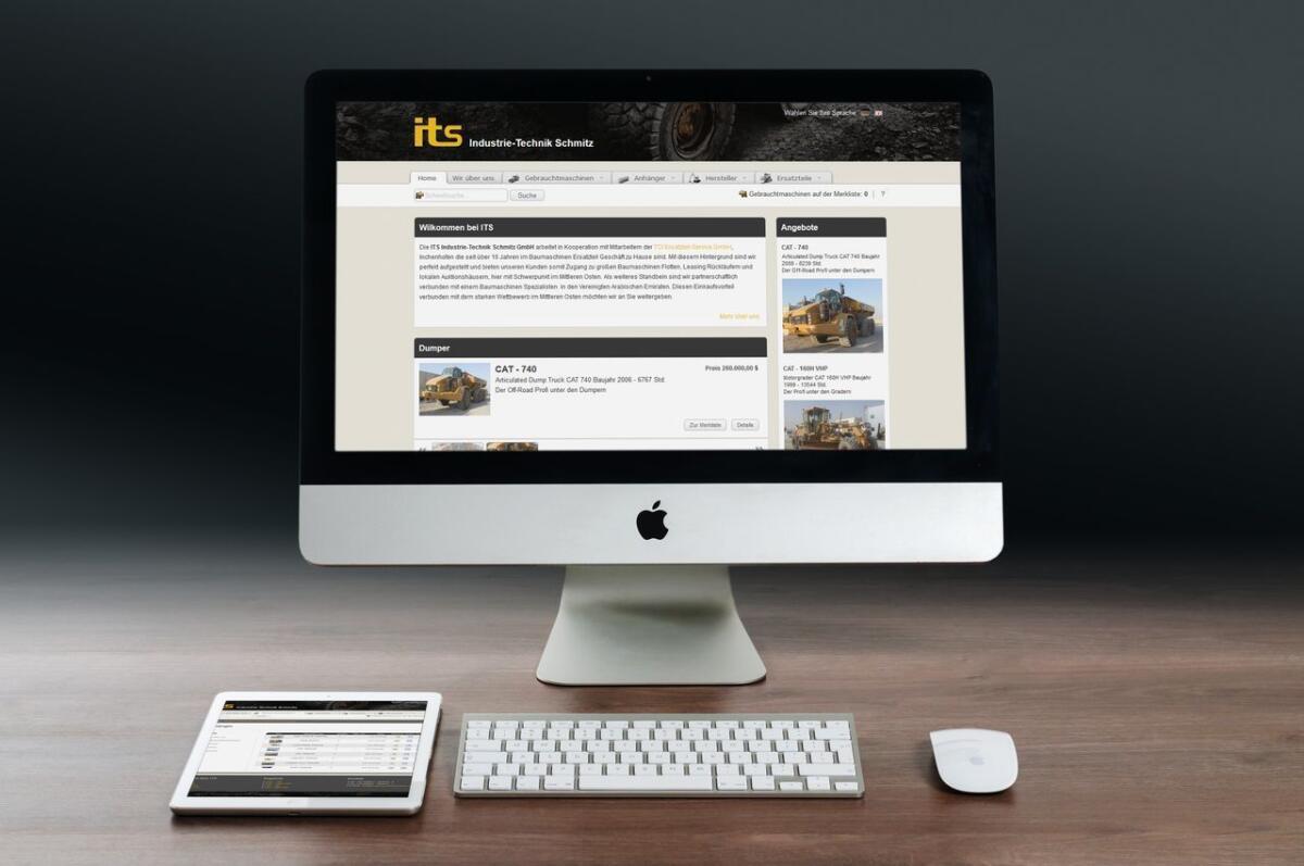 Screenshot der Website von its Gebrauchtmaschinen.