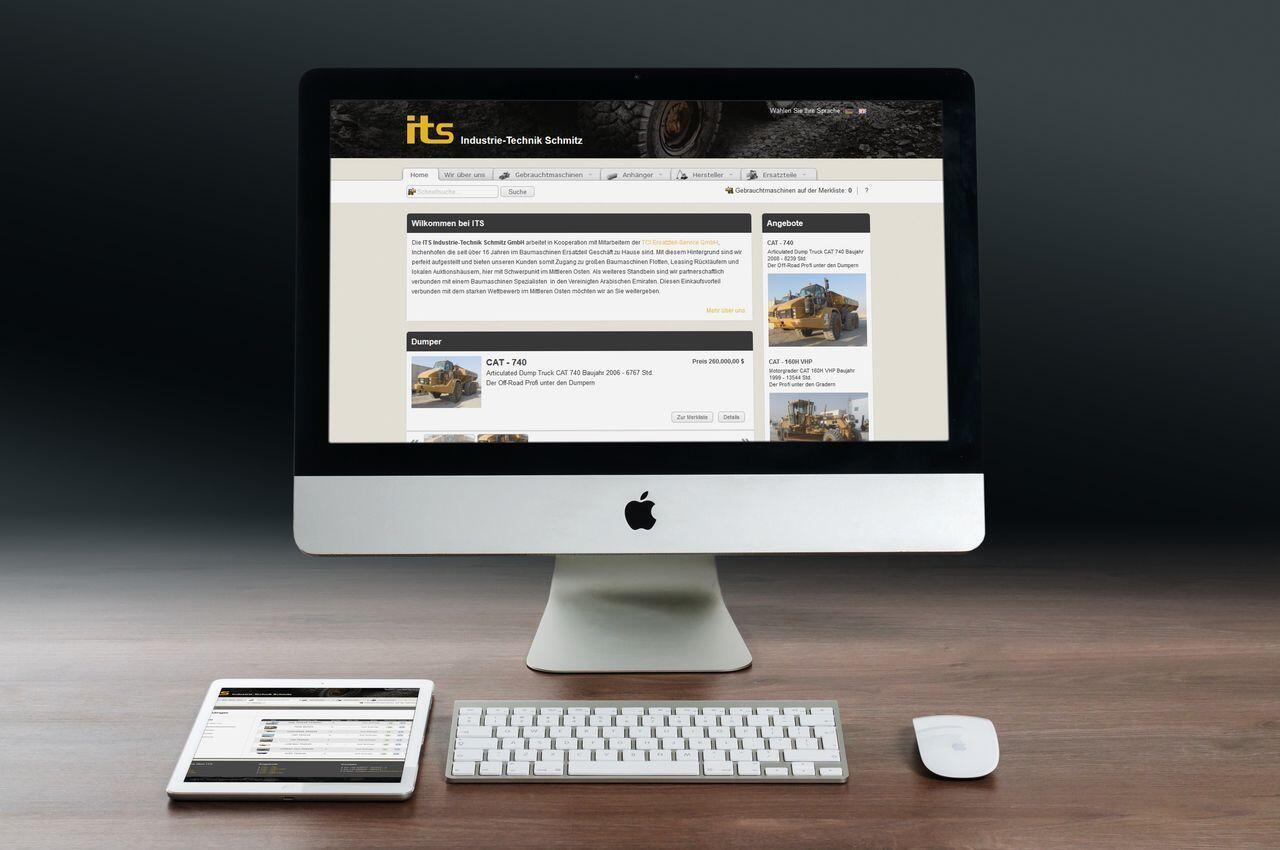 Screenshot der Website von its Gebrauchtmaschinen.