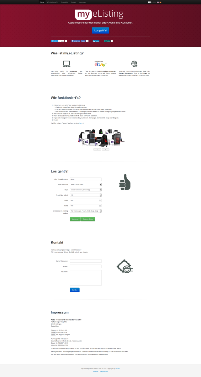 my eListing – Website Screenshot der Website von my eListing.
