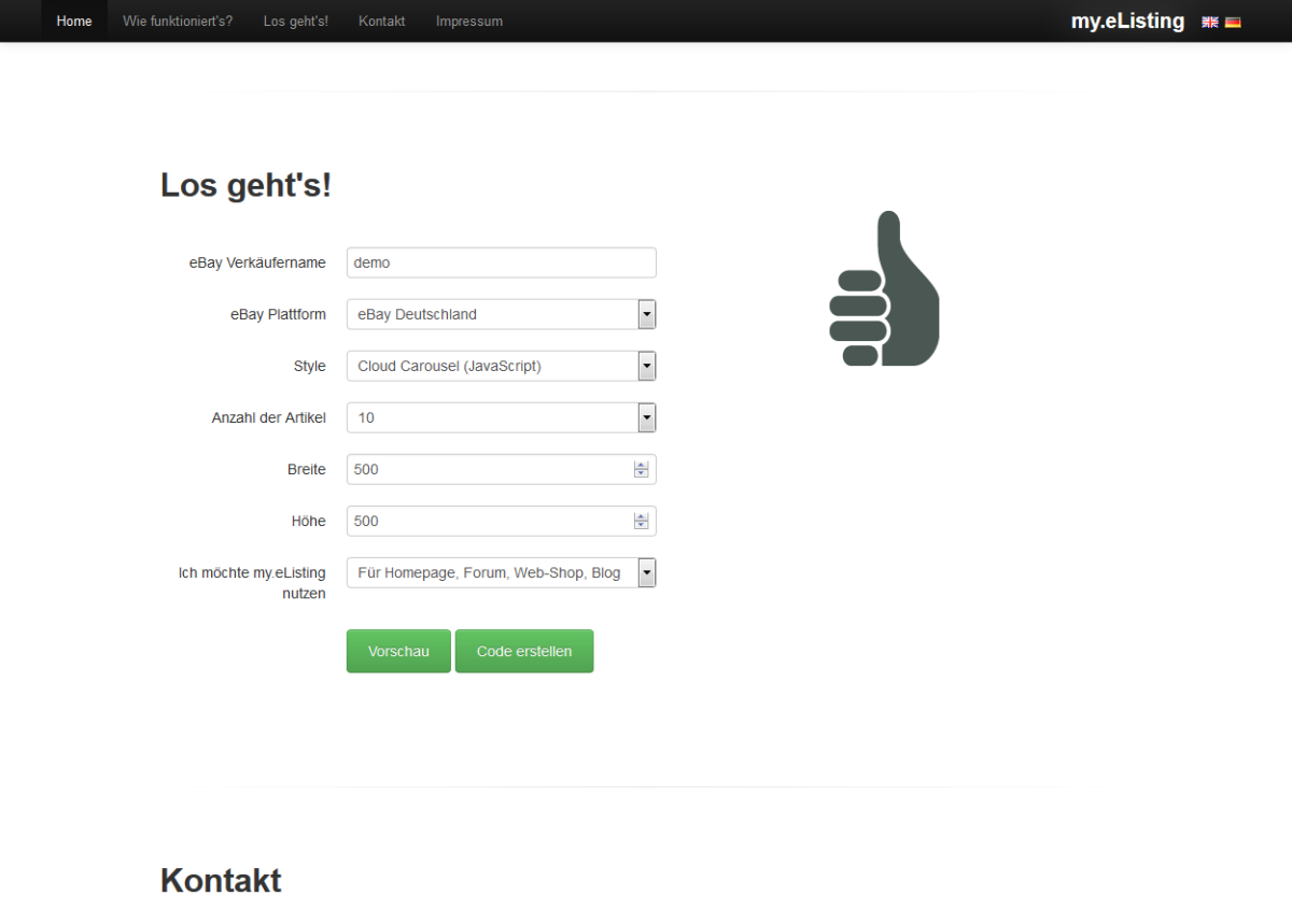 my eListing – Website Screenshot der Website von my eListing.