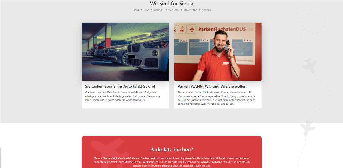 Service-Team auf der Website von ParkenFlughafenDUS.de.
