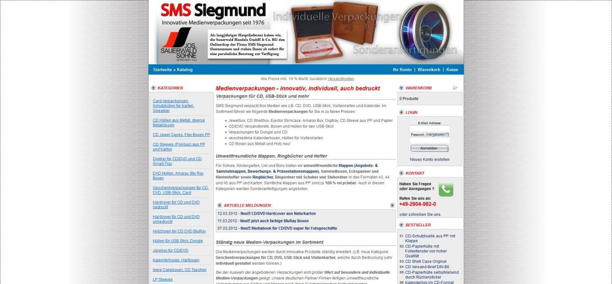 Siegmund – Startseite Screenshot der Startseite von Siegmund.